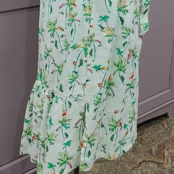 Vicci Brand, Size 42 Linen Dress, Tropical Pattern - Picture 5 of 9